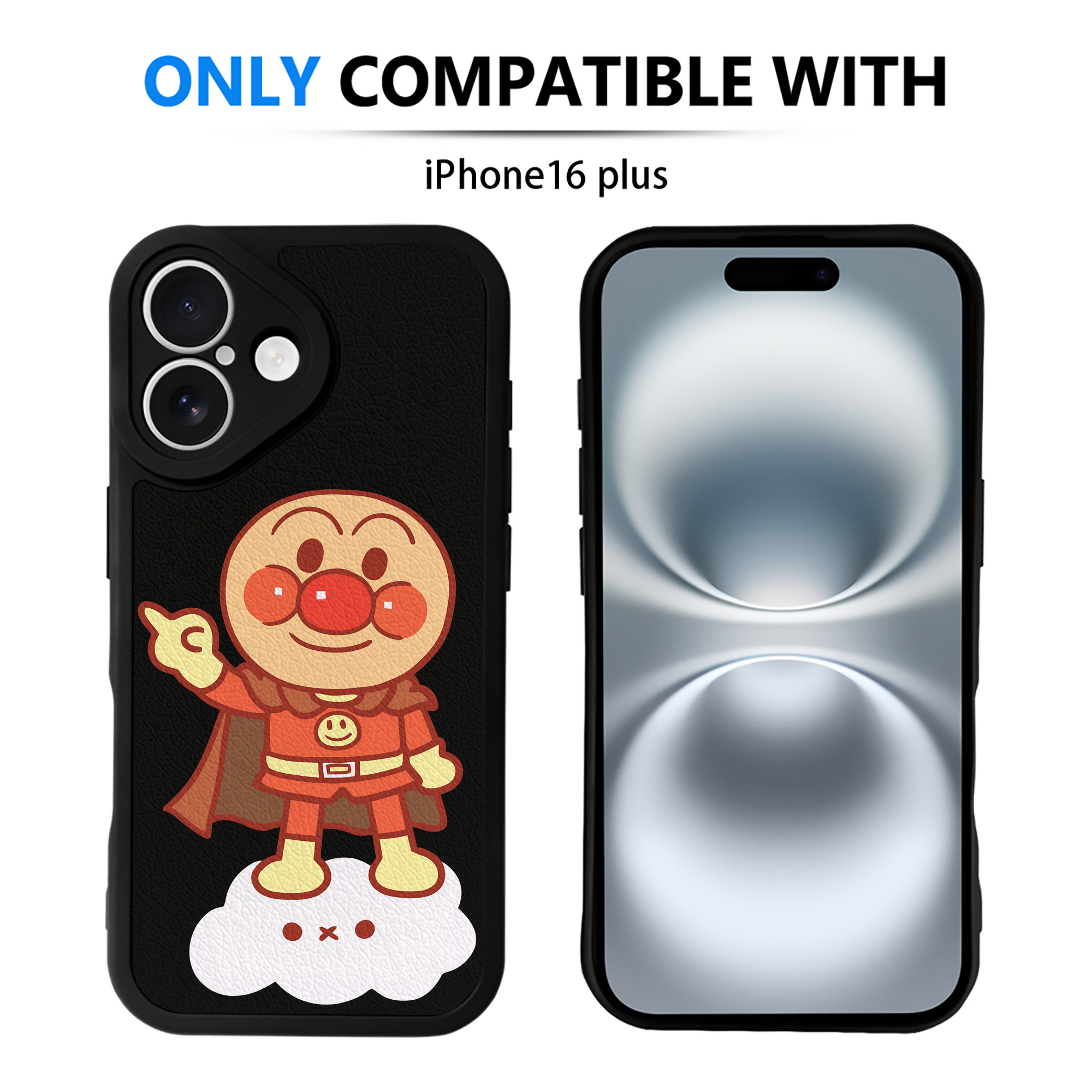 （画像用） アンパンマン Anpanman 【iPhone 16シリーズ対応】シリコンスマホケース（レザー調） 材質：シリコン